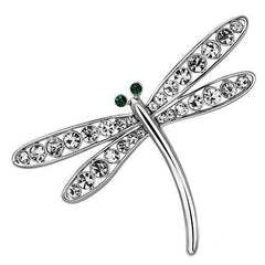 Alamode Imitation Rhodium White Metal Brooches with Top Grade Crystal in Clear