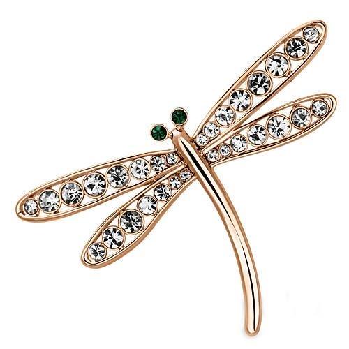 Alamode Flash Rose Gold White Metal Brooches with Top Grade Crystal in Clear