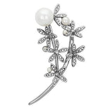 Alamode Imitation Rhodium White Metal Brooches with Synthetic Pearl in White - Alamode