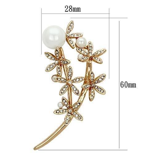 Alamode Flash Rose Gold White Metal Brooches with Synthetic Pearl in White - Flyclothing LLC