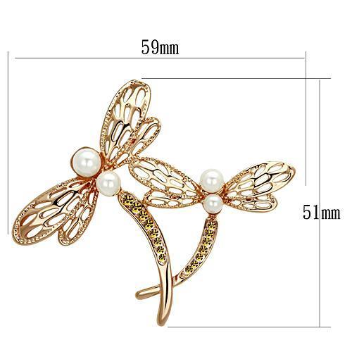 Alamode Flash Rose Gold White Metal Brooches with Synthetic Pearl in White - Flyclothing LLC