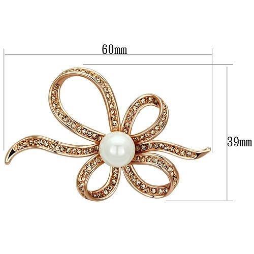 Alamode Flash Rose Gold White Metal Brooches with Synthetic Pearl in White - Flyclothing LLC