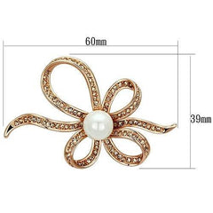 Alamode Flash Rose Gold White Metal Brooches with Synthetic Pearl in White - Flyclothing LLC