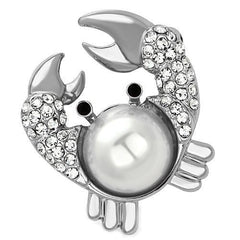 Alamode Imitation Rhodium White Metal Brooches with Synthetic Pearl in White - Alamode