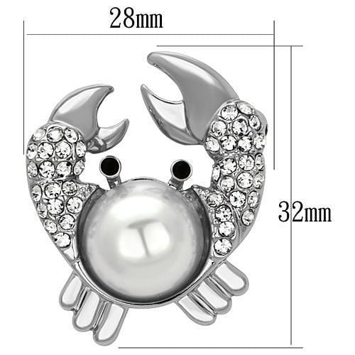 Alamode Imitation Rhodium White Metal Brooches with Synthetic Pearl in White - Alamode