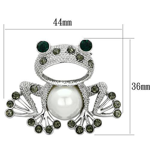 Alamode Imitation Rhodium White Metal Brooches with Synthetic Pearl in White - Flyclothing LLC