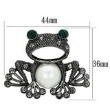 Alamode Ruthenium White Metal Brooches with Synthetic Pearl in White - Alamode