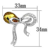 Alamode Imitation Rhodium White Metal Brooches with Synthetic Glass Bead in Topaz - Alamode