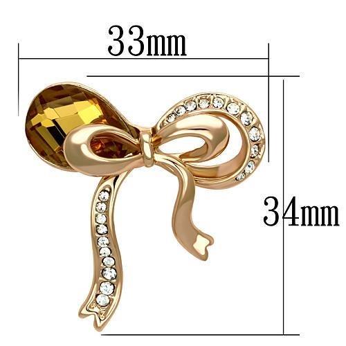 Alamode Flash Rose Gold White Metal Brooches with Synthetic Glass Bead in Topaz - Flyclothing LLC