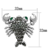 Alamode Imitation Rhodium White Metal Brooches with Top Grade Crystal in Emerald - Alamode