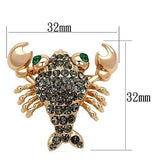 Alamode Flash Rose Gold White Metal Brooches with Top Grade Crystal in Emerald - Alamode