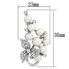 Alamode Imitation Rhodium White Metal Brooches with Synthetic Pearl in White - Flyclothing LLC