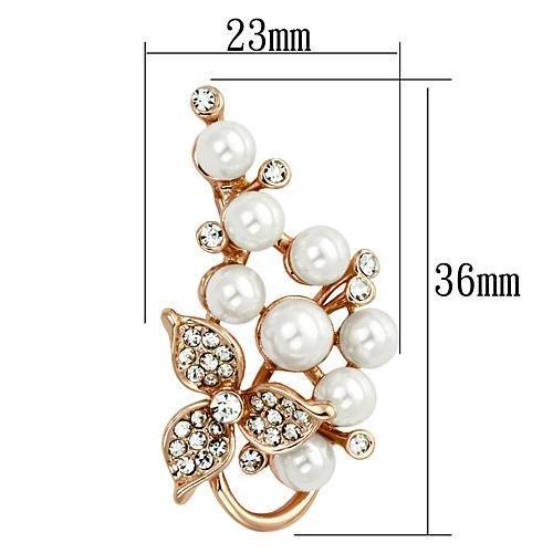 Alamode Flash Rose Gold White Metal Brooches with Synthetic Pearl in White - Flyclothing LLC