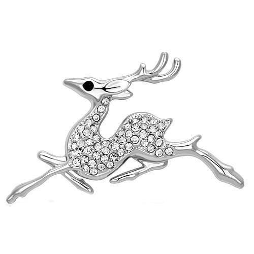 Alamode Imitation Rhodium White Metal Brooches with Top Grade Crystal in Clear - Alamode