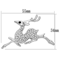 Alamode Imitation Rhodium White Metal Brooches with Top Grade Crystal in Clear - Alamode