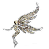 Alamode Imitation Rhodium White Metal Brooches with Top Grade Crystal in Champagne - Alamode