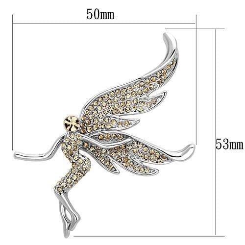 Alamode Imitation Rhodium White Metal Brooches with Top Grade Crystal in Champagne - Alamode