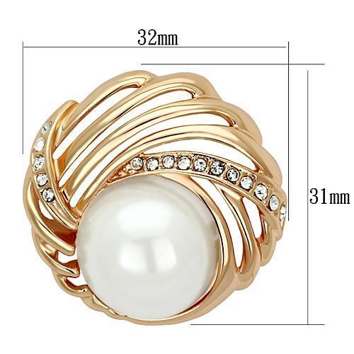 Alamode Flash Rose Gold White Metal Brooches with Synthetic Pearl in White - Flyclothing LLC