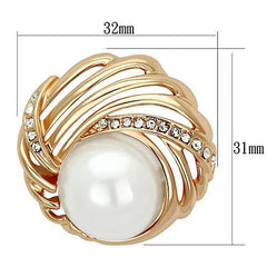 Alamode Flash Rose Gold White Metal Brooches with Synthetic Pearl in White - Flyclothing LLC