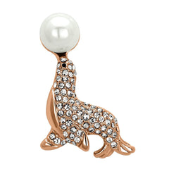 Alamode Imitation Rhodium White Metal Brooches with Synthetic Pearl in White - Alamode