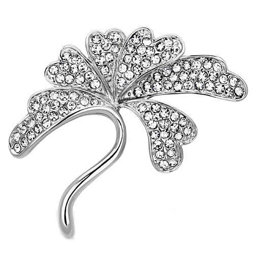 Alamode Imitation Rhodium White Metal Brooches with Top Grade Crystal in Clear - Alamode