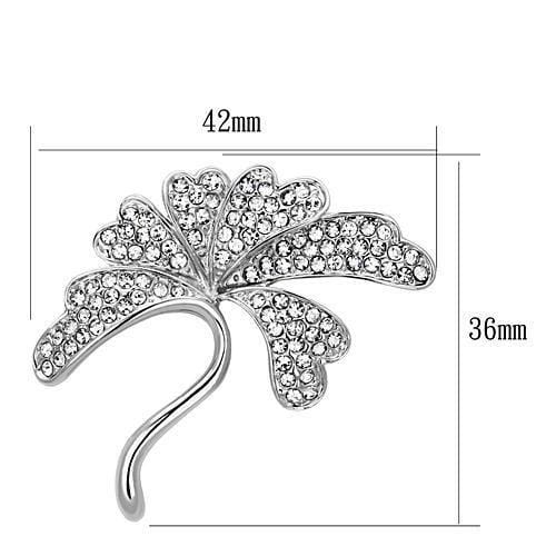 Alamode Imitation Rhodium White Metal Brooches with Top Grade Crystal in Clear - Alamode