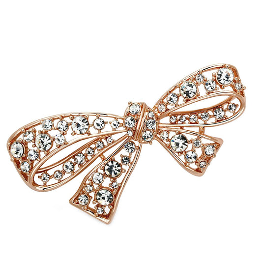 Alamode Flash Rose Gold White Metal Brooches with Top Grade Crystal in Clear