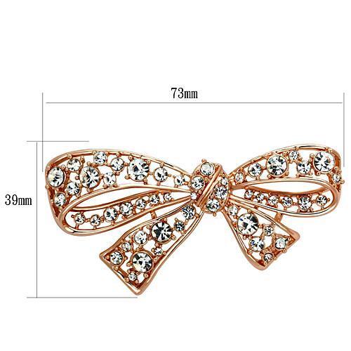 Alamode Flash Rose Gold White Metal Brooches with Top Grade Crystal in Clear - Flyclothing LLC