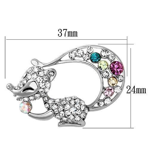 Alamode Imitation Rhodium White Metal Brooches with Top Grade Crystal in Multi Color - Flyclothing LLC