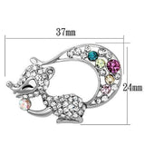 Alamode Imitation Rhodium White Metal Brooches with Top Grade Crystal in Multi Color - Alamode