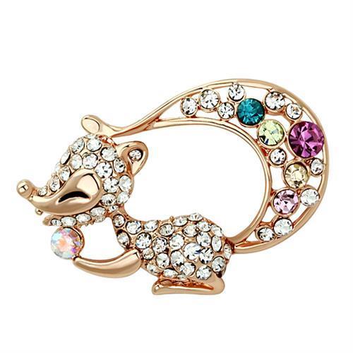 Alamode Flash Rose Gold White Metal Brooches with Top Grade Crystal in Multi Color