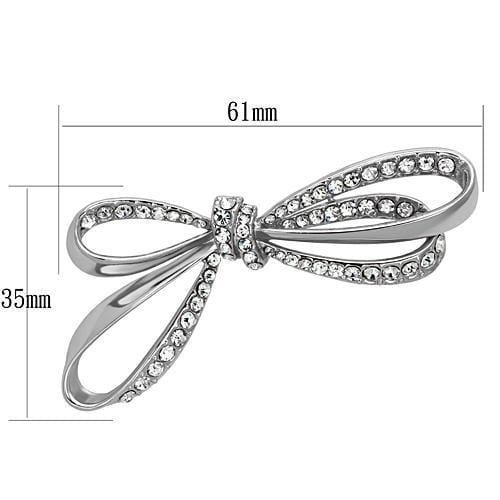 Alamode Imitation Rhodium White Metal Brooches with Top Grade Crystal in Clear - Alamode