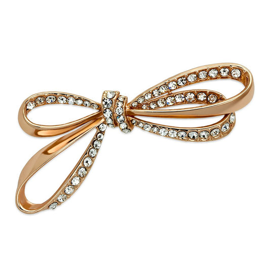 Alamode Flash Rose Gold White Metal Brooches with Top Grade Crystal in Clear