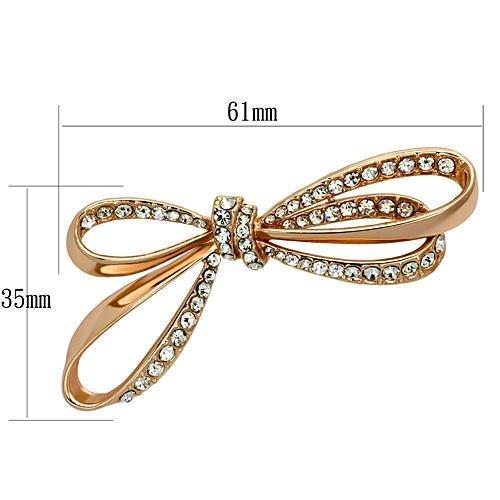 Alamode Flash Rose Gold White Metal Brooches with Top Grade Crystal in Clear - Flyclothing LLC