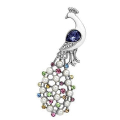 Alamode Imitation Rhodium White Metal Brooches with Top Grade Crystal in Multi Color