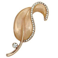 Alamode Flash Rose Gold White Metal Brooches with Top Grade Crystal in Clear