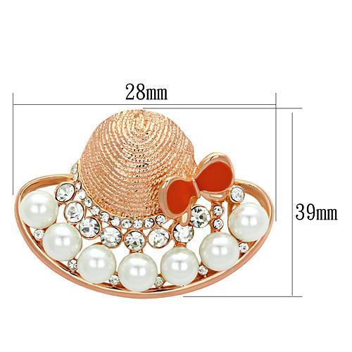 Alamode Flash Rose Gold White Metal Brooches with Synthetic Pearl in White - Flyclothing LLC