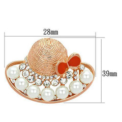 Alamode Flash Rose Gold White Metal Brooches with Synthetic Pearl in White - Flyclothing LLC