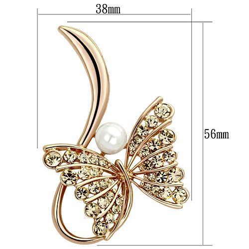 Alamode Flash Rose Gold White Metal Brooches with Synthetic Pearl in White - Flyclothing LLC