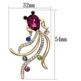 Alamode Flash Rose Gold White Metal Brooches with Synthetic Glass Bead in Fuchsia - Flyclothing LLC