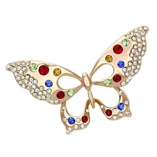 Alamode Flash Rose Gold White Metal Brooches with Top Grade Crystal in Multi Color