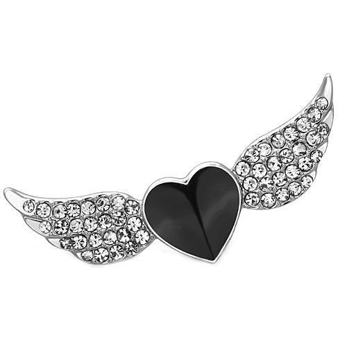 Alamode Imitation Rhodium White Metal Brooches with Top Grade Crystal in Clear