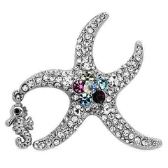 Alamode Imitation Rhodium White Metal Brooches with Top Grade Crystal in Multi Color