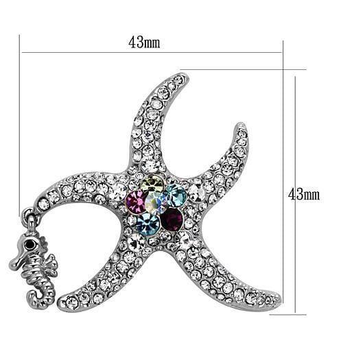 Alamode Imitation Rhodium White Metal Brooches with Top Grade Crystal in Multi Color - Flyclothing LLC