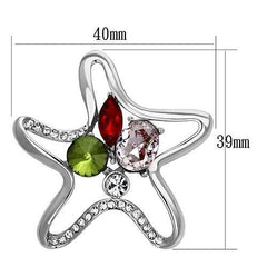 Alamode Imitation Rhodium White Metal Brooches with Synthetic Acrylic in Multi Color - Flyclothing LLC