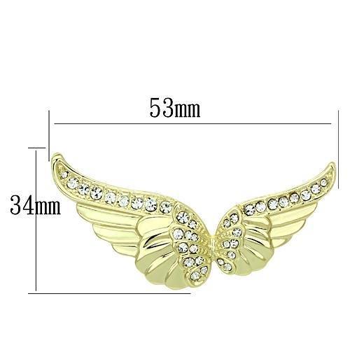 Alamode Flash Gold White Metal Brooches with Top Grade Crystal in Clear - Flyclothing LLC