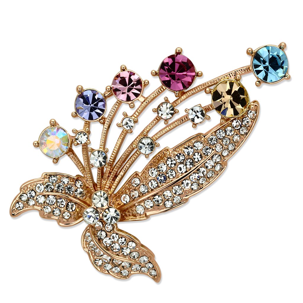 Alamode Flash Rose Gold White Metal Brooches with Top Grade Crystal in Multi Color