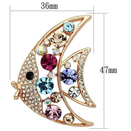 Alamode Flash Rose Gold White Metal Brooches with Top Grade Crystal in Multi Color - Flyclothing LLC