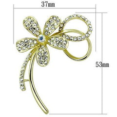 Alamode Flash Gold White Metal Brooches with Top Grade Crystal in Clear - Flyclothing LLC