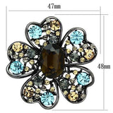 Alamode Ruthenium White Metal Brooches with Synthetic Synthetic Glass in Brown - Alamode